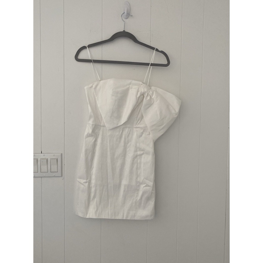 Lovely Day White Off‎ Shoulder Stretchy Mini Dress Bow Sz Large